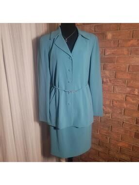 Jones New York Turquoise Shirt Suit Professional Career Boardroom - Size 8